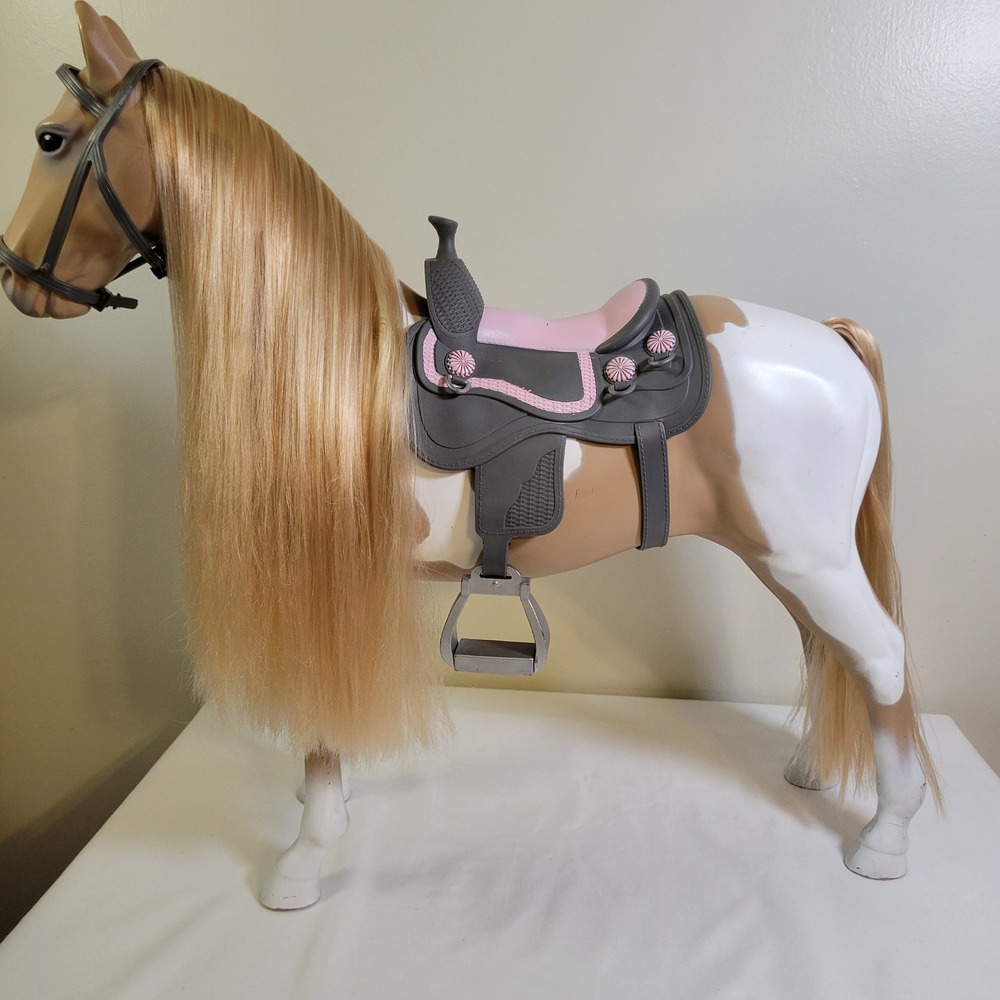Our Generation Palomino Paint Horse for 18 Inch Dolls Tan White Pink Saddle 19in